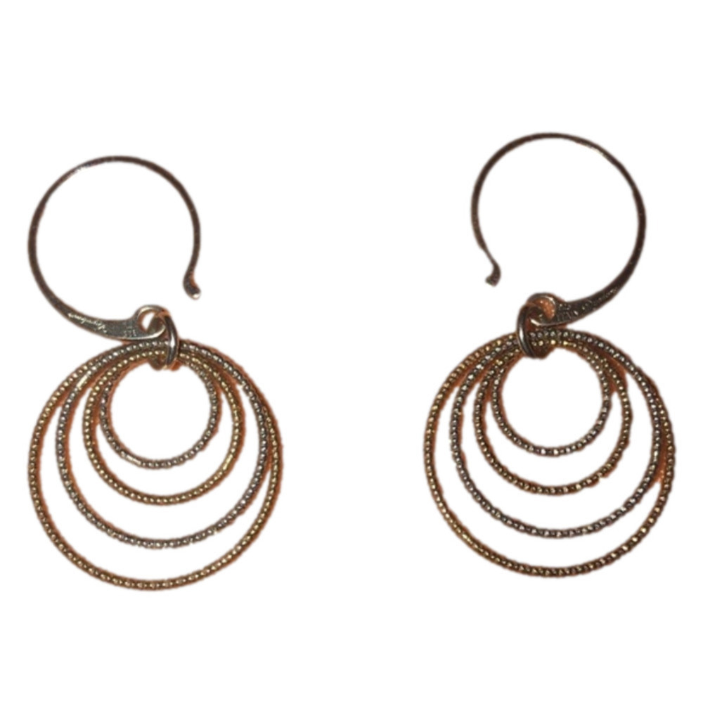 DYADEMA 925 Sterling Silver & Rose Gold Vermeil Multi Hoops Dangle Earrings